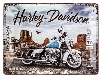 Металлическая пластина Harley-Davidson Route 66 Road King Classic, Tin Sign, 30x40, Nostalgic Art