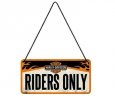 Металлическая пластина с подвесом Harley-Davidson Riders Only, Hanging Sign, 10x20, Nostalgic Art