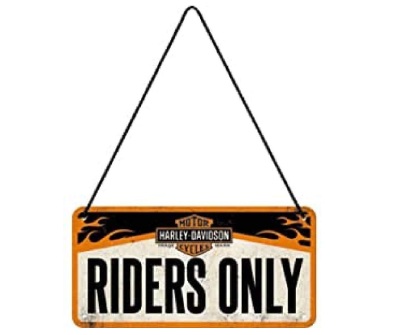 Металлическая пластина с подвесом Harley-Davidson Riders Only, Hanging Sign, 10x20, Nostalgic Art
