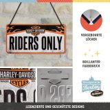 Металлическая пластина с подвесом Harley-Davidson Riders Only, Hanging Sign, 10x20, Nostalgic Art, артикул NA28003