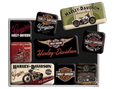 Набор магнитов на холодильник Harley-Davidson Retro-Style, Fridge Magnets, Nostalgic Art