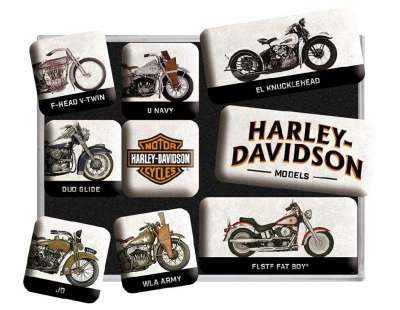 Набор магнитов на холодильник Harley-Davidson Model Chart, Fridge Magnets, Nostalgic Art