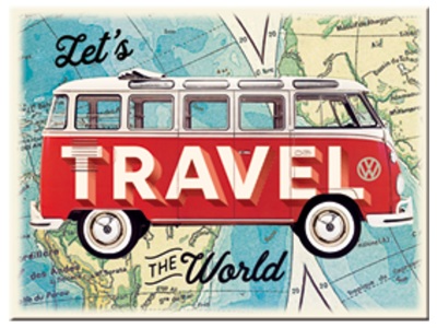 Магнит на холодильник Volkswagen Let's Travel The World, 6x8, Nostalgic Art