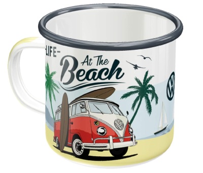 Стальная эмалированная кружка Volkswagen At The Beach, Enamel Mug, Nostalgic Art, 360ml