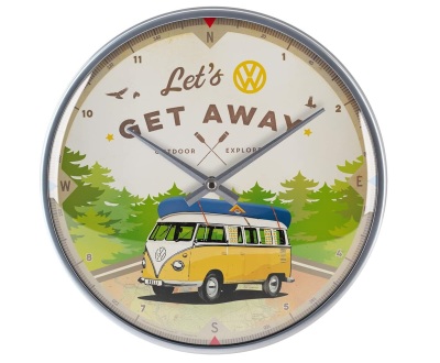 Настенные часы Volkswagen Let's Get Away, Wall Clock, Nostalgic Art