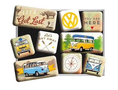 Набор магнитов на холодильник Volkswagen Bulli - Let's Get Lost, Fridge Magnets, Nostalgic Art