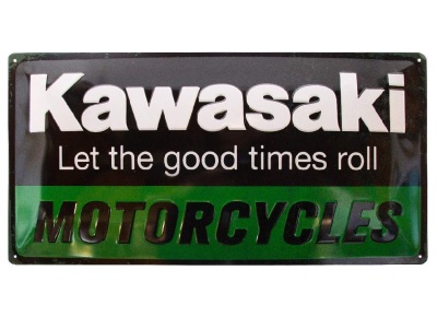 Металлическая пластина Kawasaki Motorcycles, Tin Sign, 25x50, Nostalgic Art