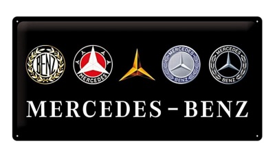 Металлическая пластина Mercedes-Benz Logo Evolution, Tin Sign, 25x50, Nostalgic Art