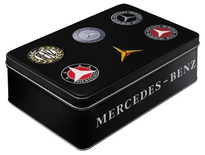 Металлическая коробка Mercedes-Benz Logo Evolution, Retro Storage Container Flat, Nostalgic Art