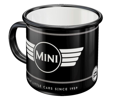 Стальная эмалированная кружка MINI Logo Black, Enamel Mug, Nostalgic Art, 360ml
