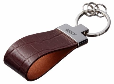 Кожаный брелок Geely Premium Leather Keychain, Metall/Leather, Brown
