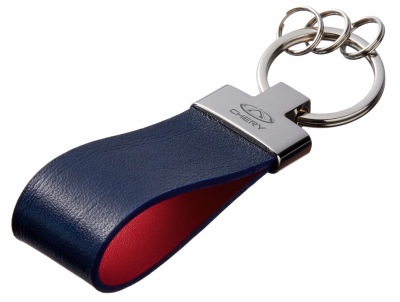 Кожаный брелок Chery Premium Leather Keychain, Metall/Leather, Blue/Red