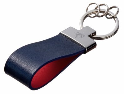 Кожаный брелок Peugeot Premium Leather Keychain, Metall/Leather, Blue/Red