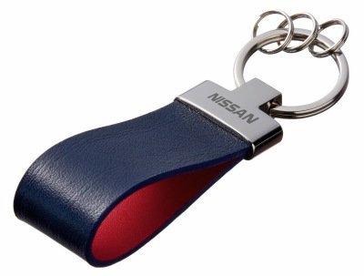 Кожаный брелок Nissan Premium Leather Keychain, Metall/Leather, Blue/Red