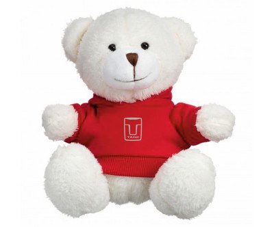 Мягкая игрушка медвежонок TANK Plush Toy Teddy Bear, White/Red