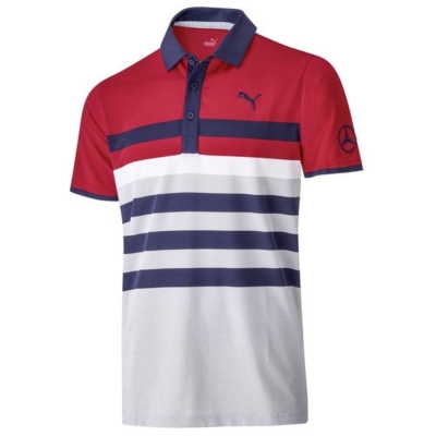 Мужская рубашка-поло для гольфа Mercedes-Benz Golf Polo Shirt, Men's, Red/White/Blue