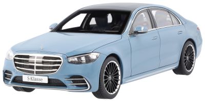 Модель Mercedes-Benz S-Class Long, AMG Line, (V223), Vintage Blue, Scale 1:18