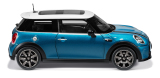 Модель автомобиля MINI Cooper S, Island Blue, Scale 1:18, артикул 80435A21537