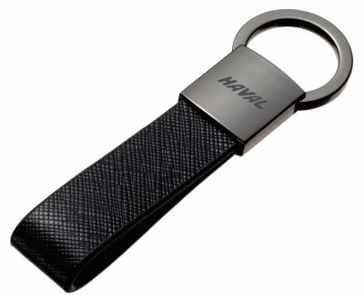 Кожаный брелок Haval Logo Keychain, Metall/Leather, Black/Silver