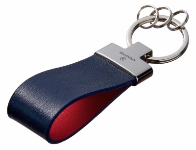 Кожаный брелок Skoda Premium Leather Keychain, Metall/Leather, Blue/Red