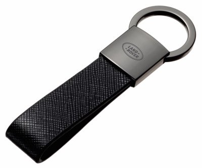 Кожаный брелок Land Rover Logo Keychain, Metall/Leather, Black/Silver