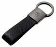 Кожаный брелок Volkswagen Classic Logo Keychain, Metall/Leather, Black/Silver