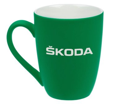 Керамическая кружка Skoda Wordmark Logo Mug, Soft-touch, 360ml, Green/White