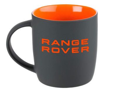 Фарфоровая кружка Range Rover Logo Mug, Soft-touch, 350ml, Grey/Orange