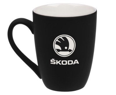 Фарфоровая кружка Skoda Logo Mug, Soft-touch, 400 ml, Black/White