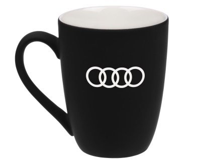 Фарфоровая кружка Audi Rings Mug, Soft-touch, 400 ml, Black/White
