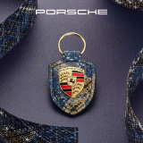 Брелок для ключей с гербом Porsche Crest Keyring, Dark Blue Universe, артикул WAP0503600RBCN