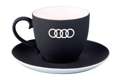 Чайная пара Audi Rings Cup and Saucer, 250ml, Black/White