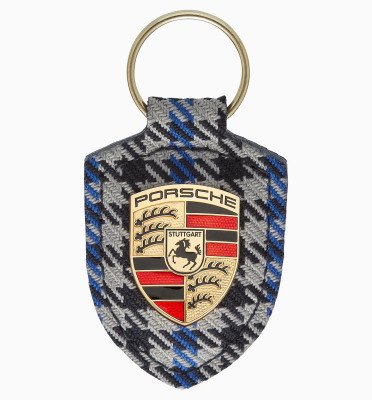 Брелок для ключей с гербом Porsche Pepita blue Crest key ring, Grey/Blue