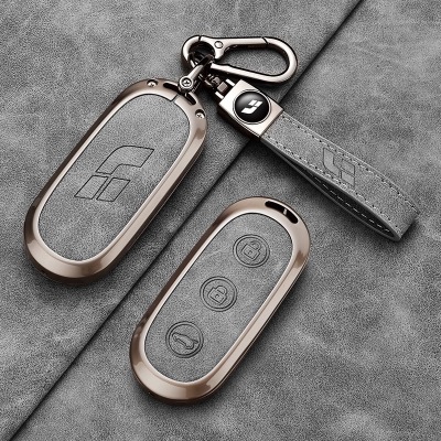 Чехол металл/кожа для ключа Lixiang L7,8,9 Key Case, Grey