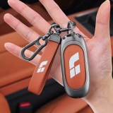 Чехол из натуральной кожи для ключа Lixiang L9 Key Cover, Black/Orange, артикул Li207
