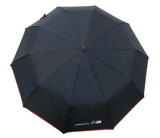 Складной зонт BMW Motorsport Compact Umbrella, powered by M, Black/Red/White, артикул 80235B38DA2