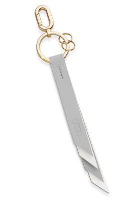 Женский кожаный брелок Audi key ring leather, women, grey-cream