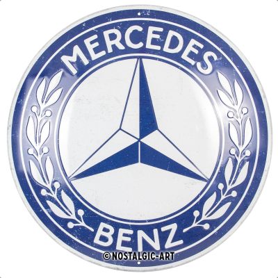 Металлическая пластина Mercedes Heritage Logo Tin Sign Round, D35 cm., Nostalgic Art