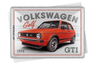 Металлическая открытка Volkswagen Golf GTI 1976, Metal Card, 10x14, Nostalgic Art