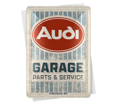 Металлическая открытка Audi Garage, Metal Card, 10x14, Nostalgic Art
