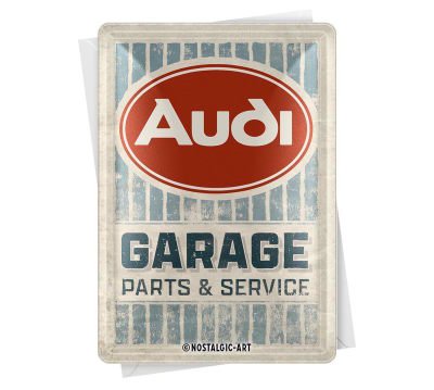 Металлическая открытка Audi Garage, Metal Card, 10x14, Nostalgic Art