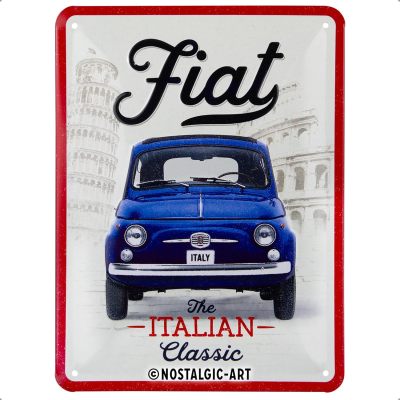 Металлическая пластина Fiat The Italian Classic, Tin Sign, 15x20, Nostalgic Art