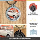 Стальной брелок Fiat 500 Turin Italy, Round Keyring, Nostalgic Art, артикул NA48050