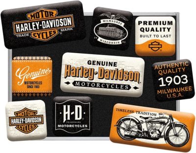 Набор магнитов на холодильник Harley-Davidson Motorcycles, Fridge Magnets, Nostalgic Art