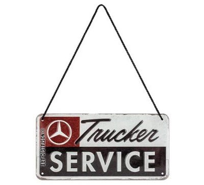 Металлическая пластина с подвесом Mercedes-Benz Trucker Service, Hanging Sign, 10x20, Nostalgic Art