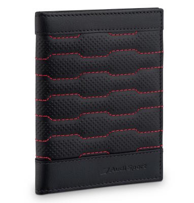 Кожаная обложка для автодокументов Audi Sport Car Document Wallet, Leather, black/red