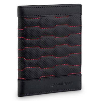 Кожаная обложка для автодокументов Audi Sport Car Document Wallet, Leather, black/red