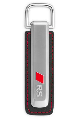 Брелок для ключей Audi Key Ring RS, silver/black, red stitching