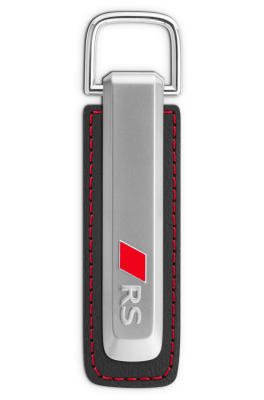 Брелок для ключей Audi Key Ring RS, silver/black, red stitching