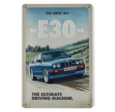 Металлическая пластина BMW M3 E30 Tin Sign, 40 Years Anniversary, Blue, 20x30cm.